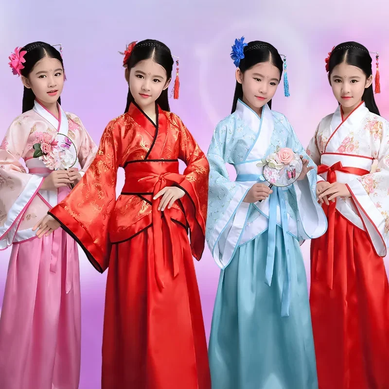 Anime Cosplay Dance - ชุดการแสดงเต้นรำแบบจีนโบราณสำหรับเด็ก ปี 2026 ชุดคอสเพลย์ชุดจีนโบราณสำหรับเด็กผู้หญิง ชุดฮั่นฝูสำหรับเด็ก
