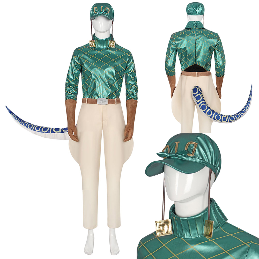 Jojo Bizarre Hat - ชุดคอสเพลย์อนิเมะโจโจ้ ผจญภัยสุดแปลก ดีเอโก้ แบรนโด ชุดพร้อมหางและหมวก สำหรับผู้ชาย