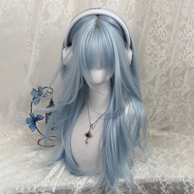 วิกผมยาวตรงสีฟ้าอ่อนพาสเทลพร้อ - Anime Cosplay Thick บทวิจารณ์และราคา